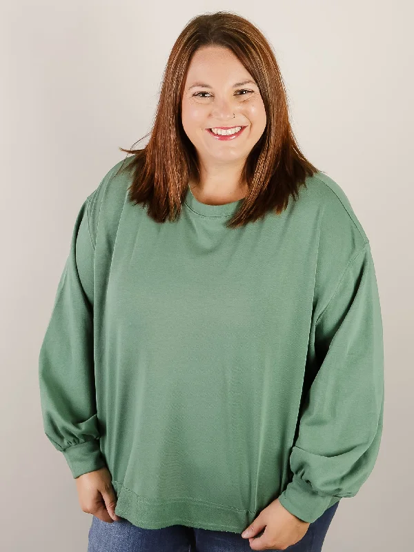 Today Only – Don’t Miss It!Green Round Neck Oversized Sweatshirt