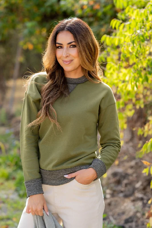 Stock Up and Save!Heathered Rib Trim Sweatshirt