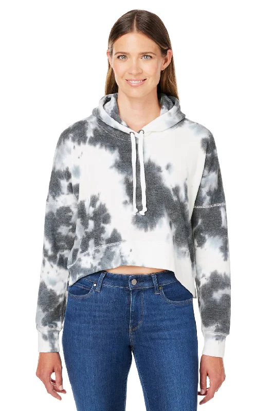 Save More When You Shop More!J America Womens Cropped Hooded Sweatshirt Hoodie - Black Tie Dye