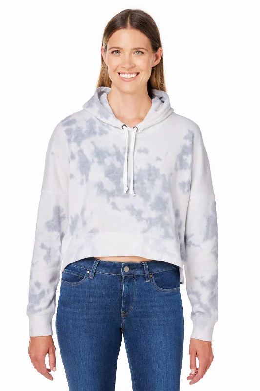 The Best Offers Are Here!J America Womens Cropped Hooded Sweatshirt Hoodie - Grey Tie Dye