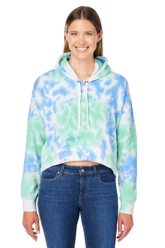 Great Deals, Just for You!J America Womens Cropped Hooded Sweatshirt Hoodie - Lagoon Tie Dye