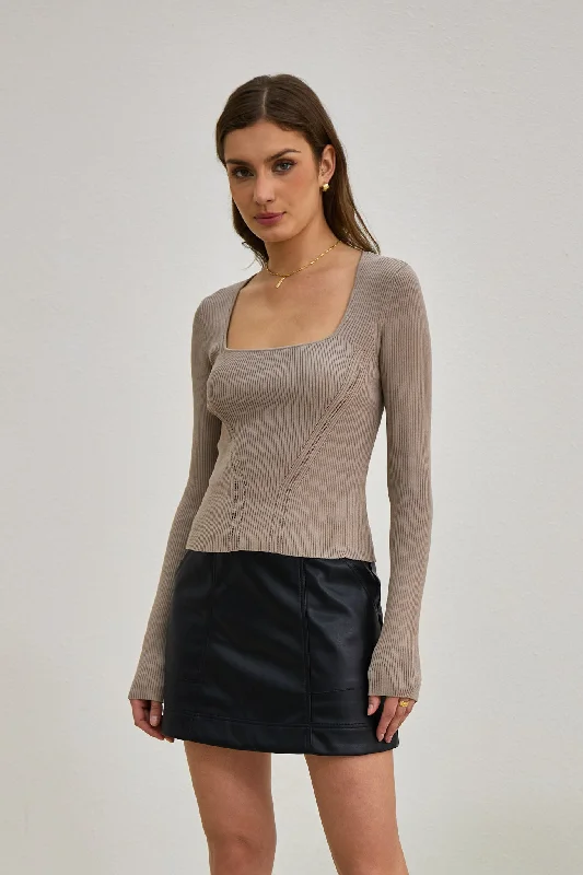 Savings You Can’t Ignore!Jett Beige Long Sleeve Knit Top