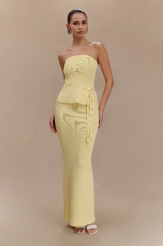 Exclusive Deals Just for You!Keaton Fishtail Knit Maxi Skirt - Lemon