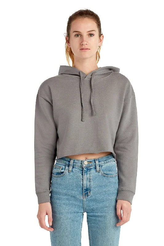 Buy More, Save More!Lane Seven Womens Cropped Fleece Hooded Sweatshirt Hoodie - Storm Grey