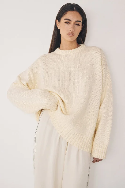 Massive Price Cuts!LILAH CREAM LONGLINE KNIT JUMPER