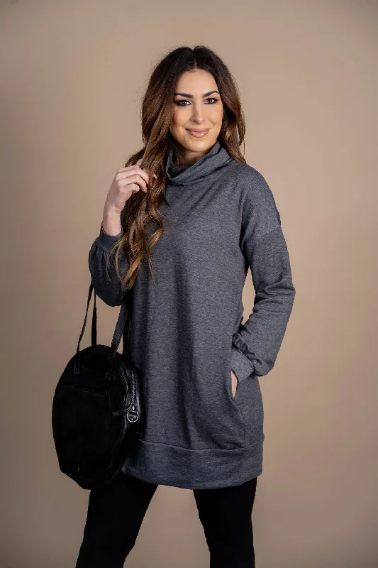 Your Best Deals Are Here!Marled Cowl Neck Tunic Sweatshirt