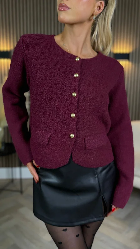 Save More Than Ever!Missy Burgundy Button Down Cardigan (PRE ORDER)