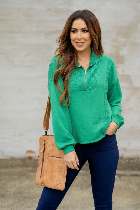 Special Offer – Act Fast!Mixed Material Quarter Zip Sweatshirt