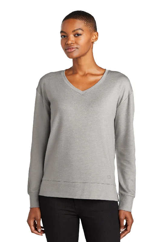 Lowest Prices Guaranteed!Ogio Womens Luuma Flex V-Neck Sweatshirt - Heather Petrol Grey