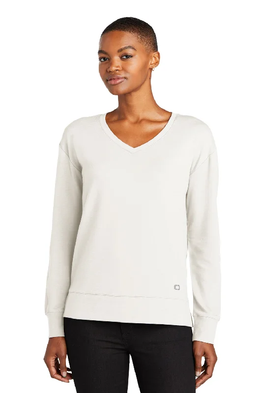 Unbeatable Prices!Ogio Womens Luuma Flex V-Neck Sweatshirt - Ivory Snow White