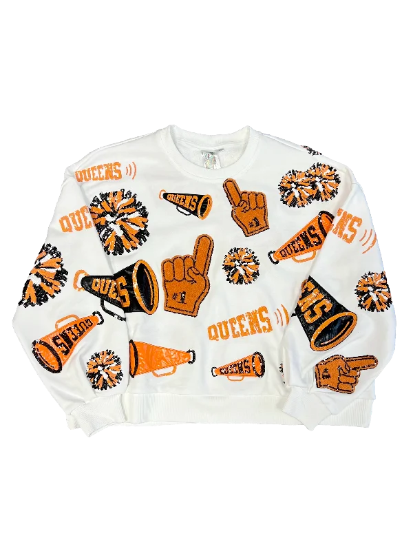 Score Big Savings Today!Orange & Black Cheers Queen Icon Sweatshirt