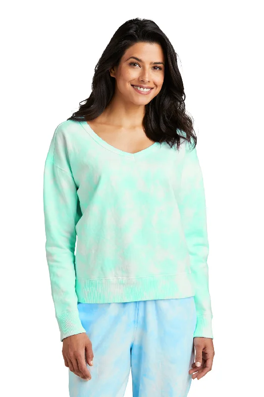 Enjoy Huge Discounts Now!Port & Company Womens Beach Wash Tie Dye V-Neck Sweatshirt - Cool Mint Green