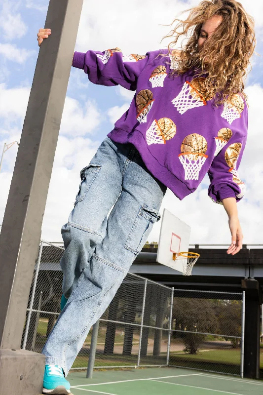 Steals and Deals Await!Purple Basketball Hoop Sweatshirt