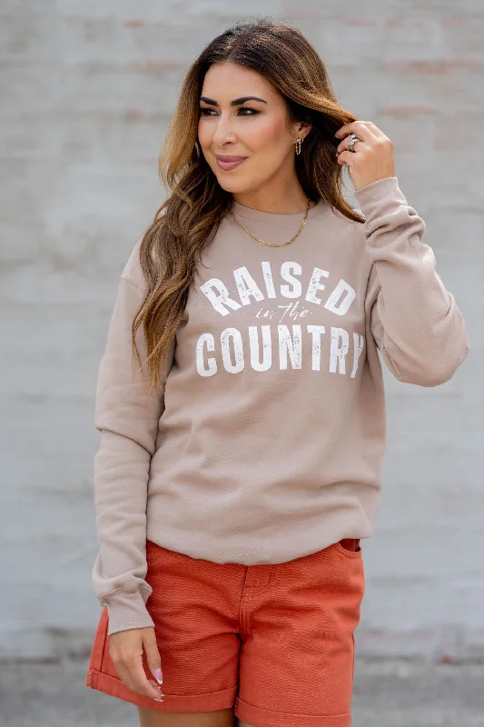 Buy More, Save More!Raised In The Country Cursive Graphic Crewneck