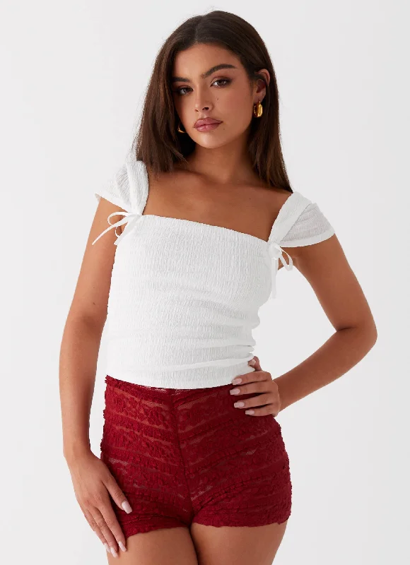 Unlock Huge Savings Now!Rosalee Knit Bow Top - White