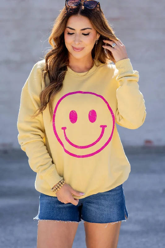 The Best Sale of the Year!Smiley Face Graphic Crewneck