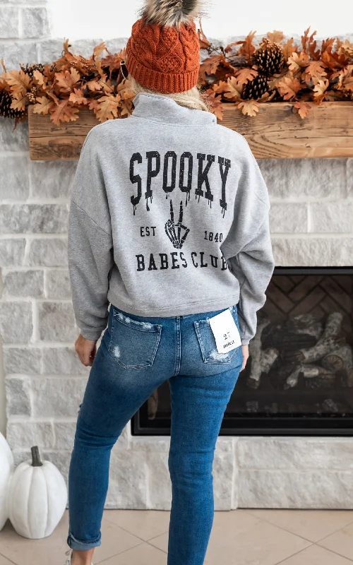 Score Huge Discounts Today!Spooky Babes Club Fleece Half Zip Pullover**- FINAL SALE