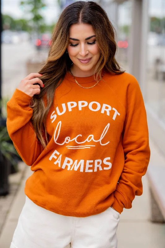 Shop Now and Save!Support Local Farmers Mixed Fonts Graphic Crewneck