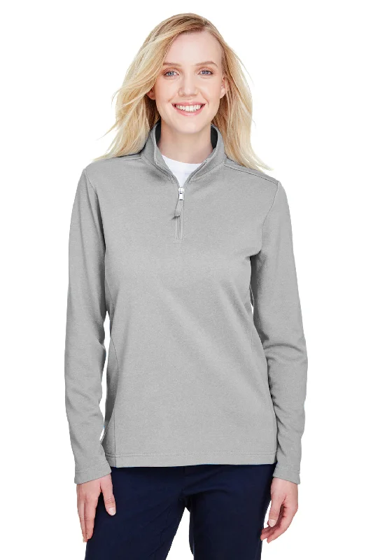 Upgrade for Less!UltraClub Womens Coastal Performance Moisture Wicking Fleece 1/4 Zip Sweatshirt - Heather Silver Grey