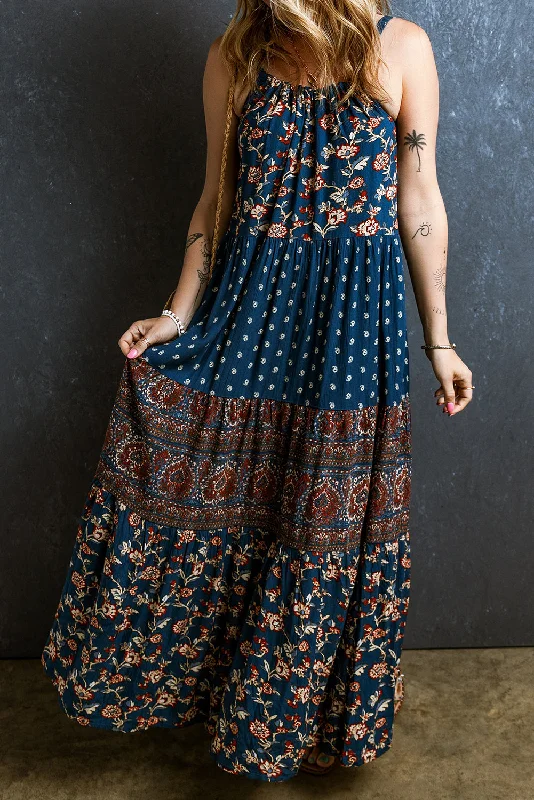 Stock Up and Save!Floral Sleeveless Maxi Dress