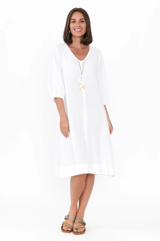 Score Big Savings Today!Cordelia White Cotton Cheesecloth Pocket Dress
