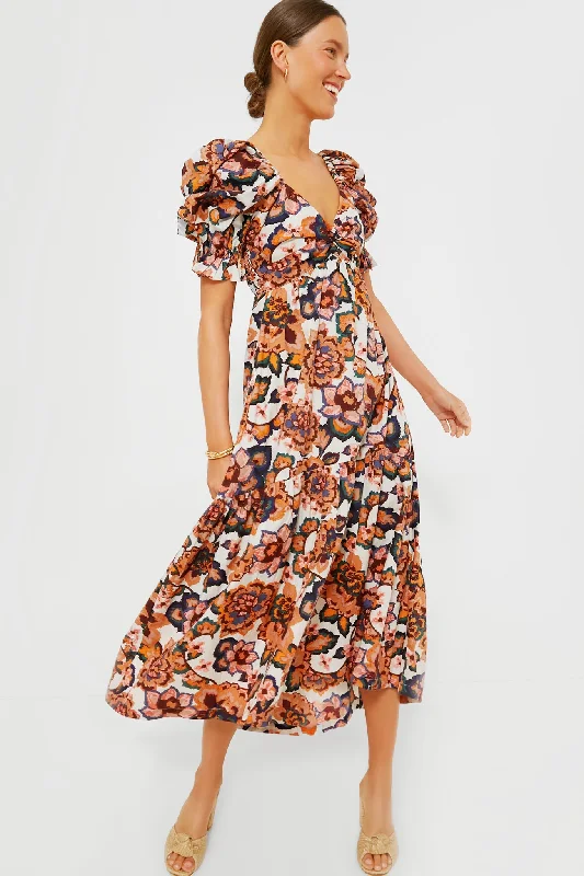 Time to Save Big!Desert Floral Print Jewel Ankle Dress