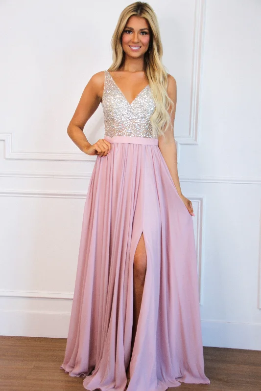 Unbeatable Prices!Elegant Affair Beaded Formal Dress: Blush