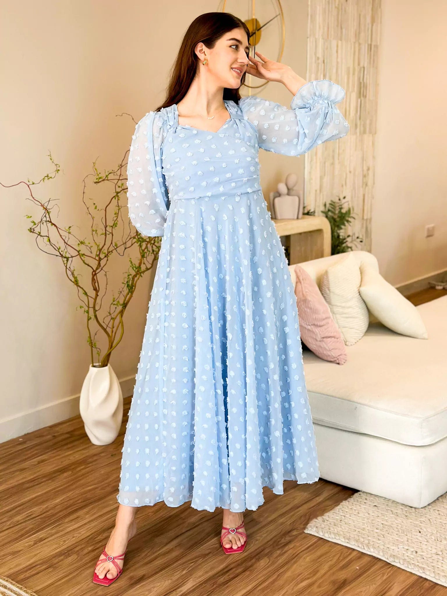 Best Price of the Season!Glacial Texture Dress - Sky blue