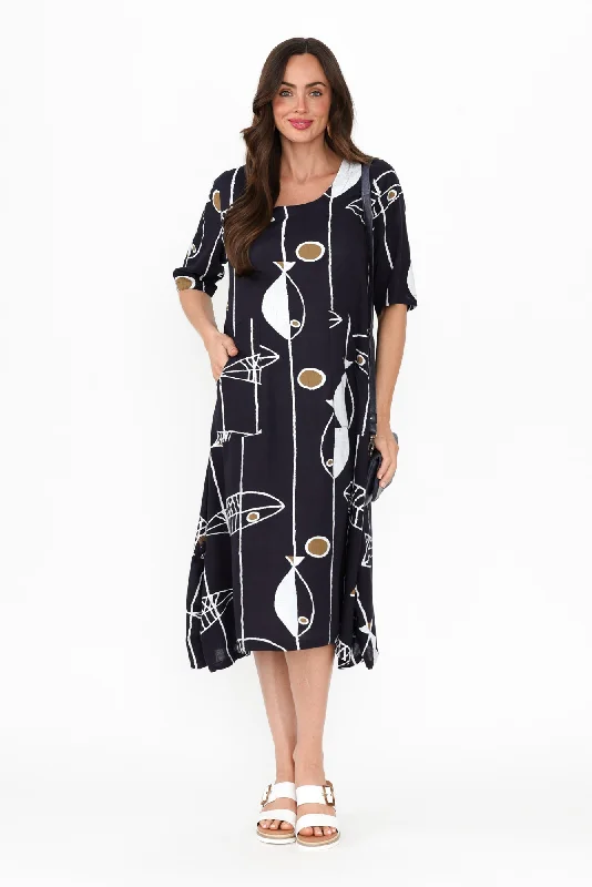 Don’t Wait – Deals Won’t Last!Hailee Navy Sea Linen Cotton Dress