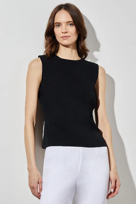 Save Up to 50% Off!High-Neck Knit Tank, Black