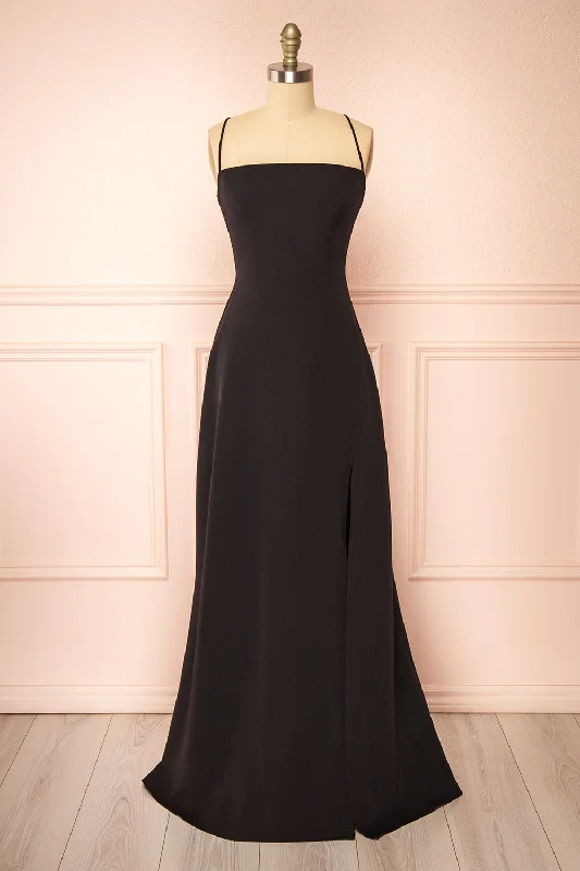 Savings You Can’t Ignore!Izabella Black | A-line Maxi Dress w/ Open Back