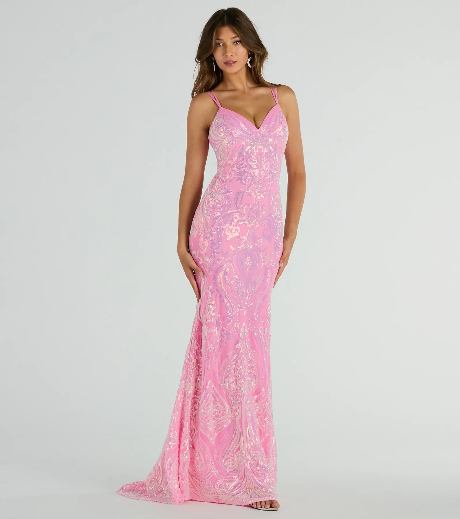 Enjoy Huge Discounts Now!Jessa Lace-Up Mermaid Sequin Formal Dress