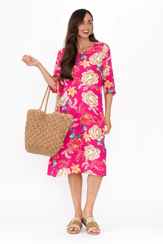 Unmissable Offers Await!Jordana Pink Floral Pocket Dress