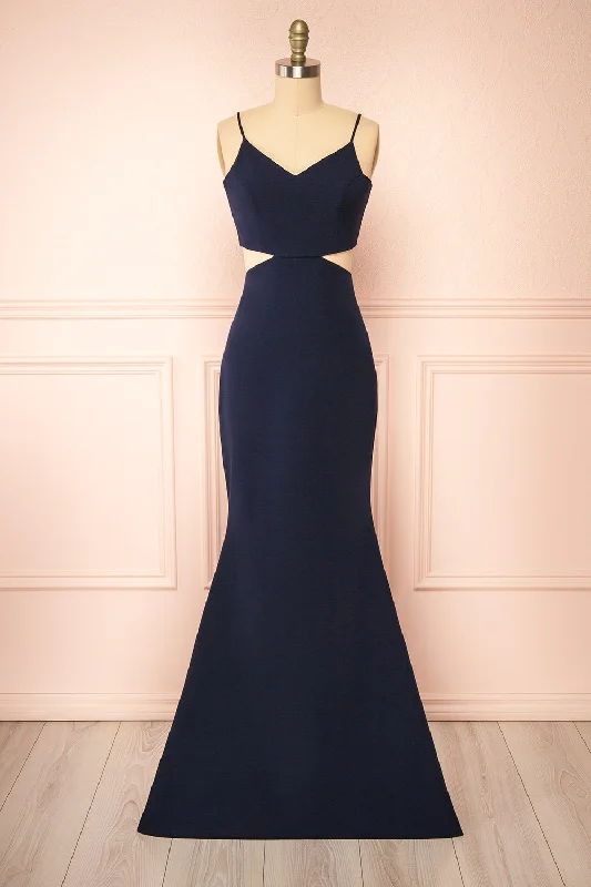 Special Offer – Act Fast!Kamilla Navy | Maxi Mermaid Dress w/ Cut-Outs