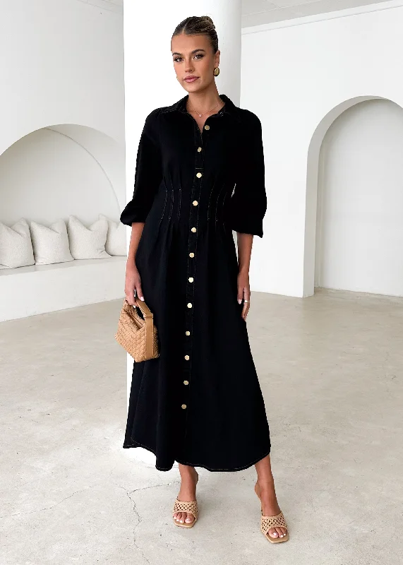 Shop Early, Save Big!Karliat Denim Maxi Dress - Black