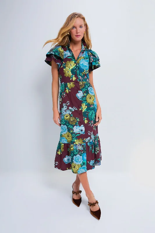 Limited-Time Price Drop!Oxblood Verdant Floral Alice Dress