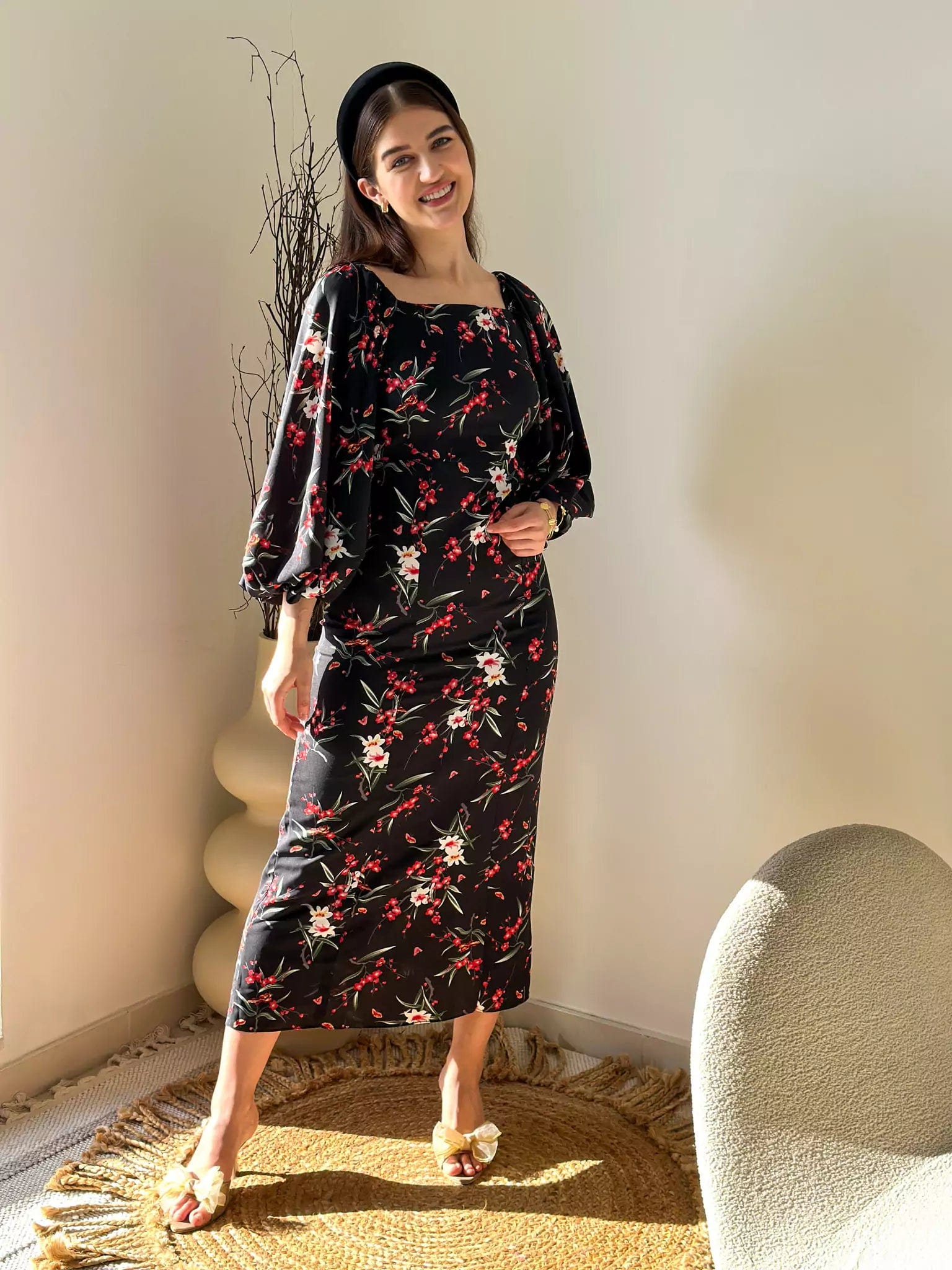 Huge Savings – Act Now!Miyaki Black Floral Dress - Bodycon