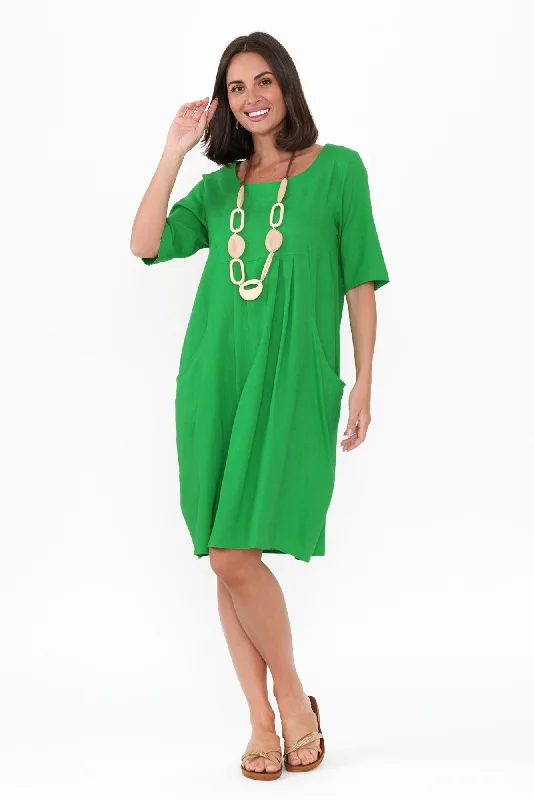 One Day Only – Huge Savings!Myley Green Linen Cotton Dress