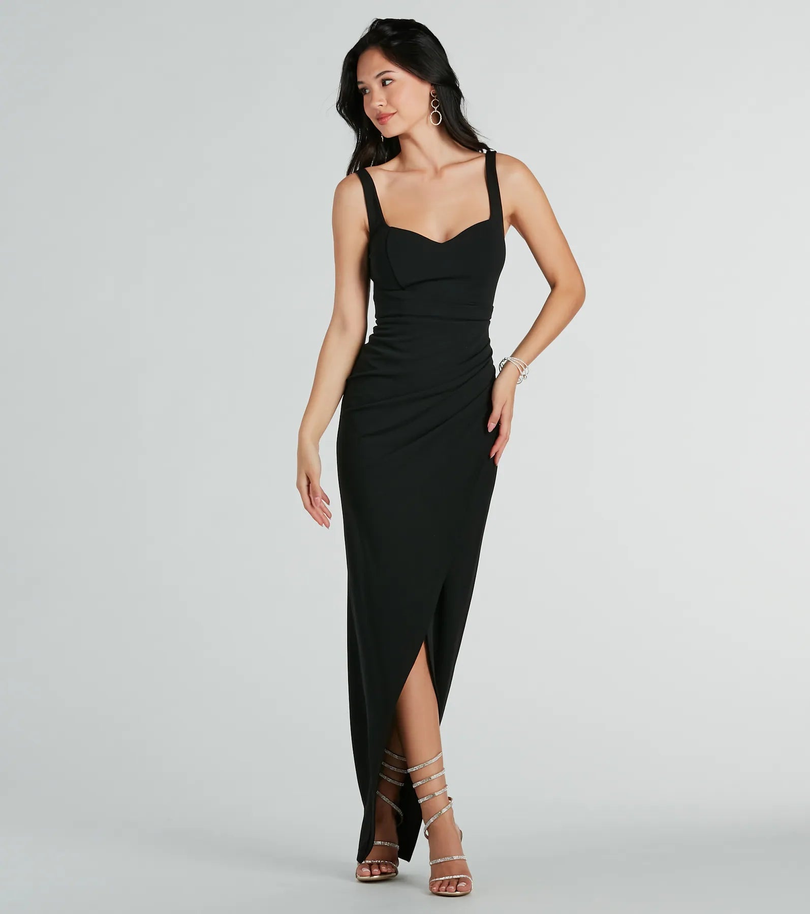 Get More for Less!Nanali Formal Crepe Sweetheart Wrap Long Dress