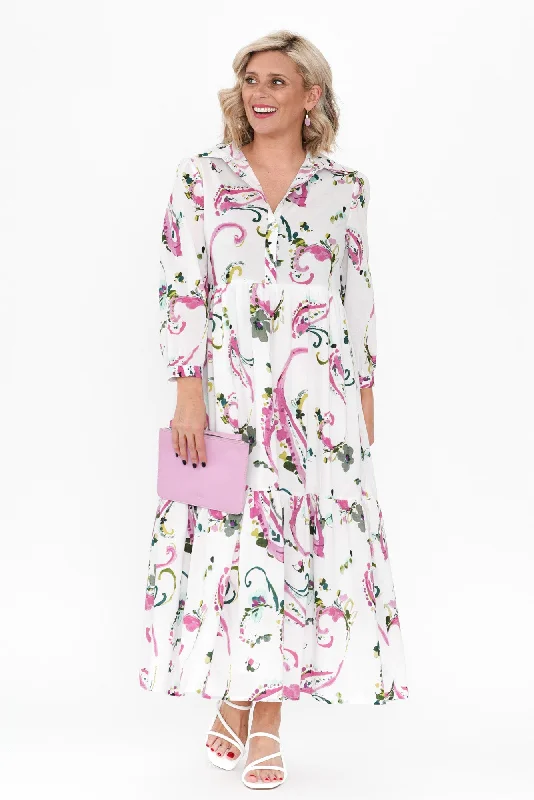 New Discounts Just Dropped!Noleen Pink Paisley Cotton Dress