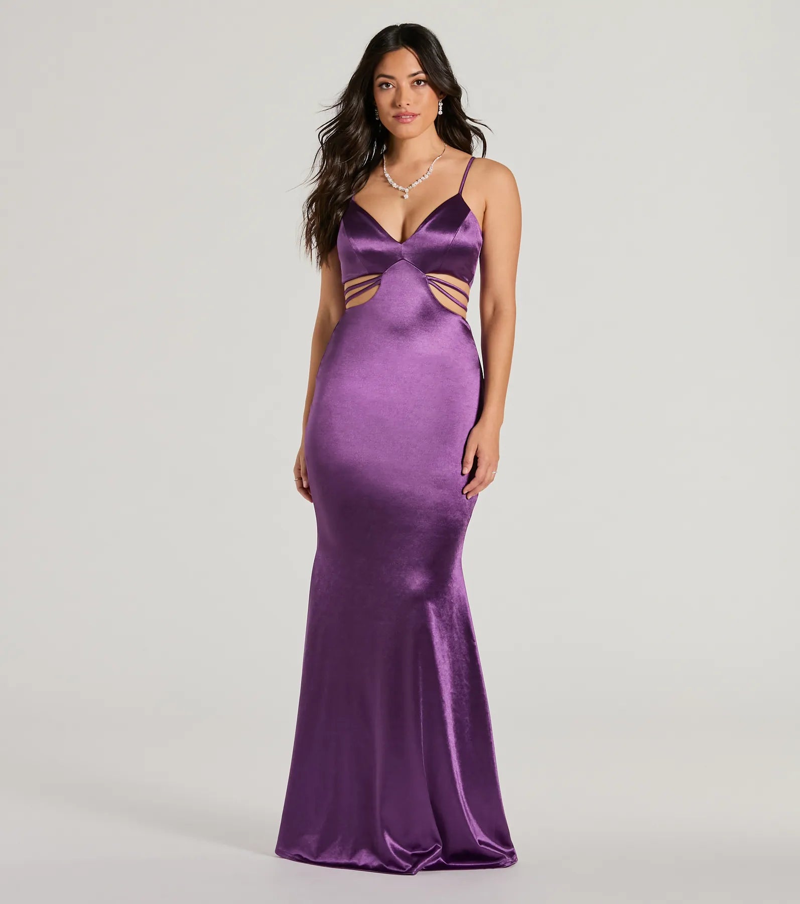 Every Deal is a Steal!Pricilla V-Neck Strappy Mermaid Satin Formal Dress