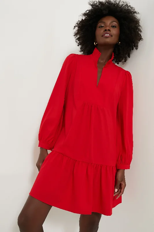 Save Like Never Before!Red Crepe Palmerston Dress