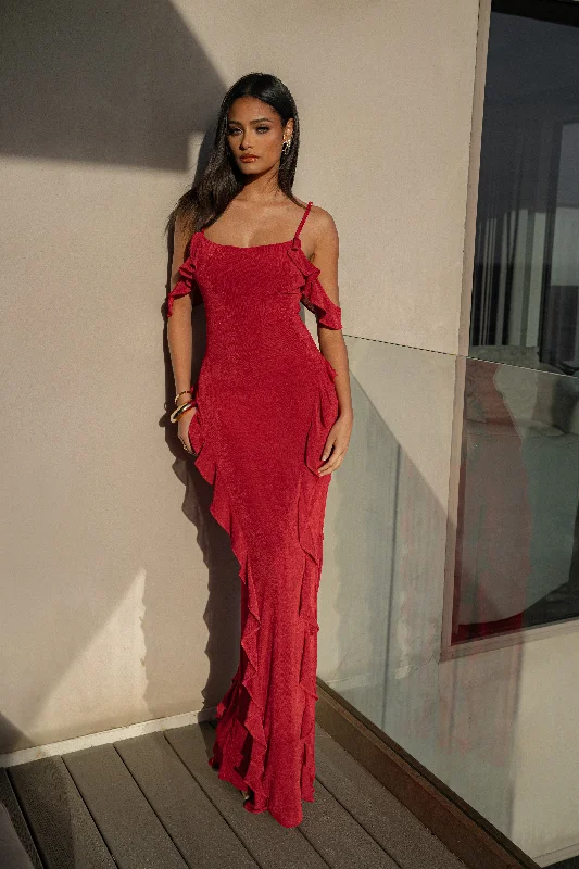 Hurry! While Supplies Last!Red Maude Maxi Dress