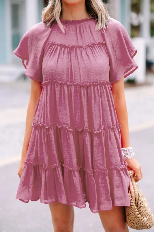 Buy More, Save More!Short Sleeve Tiered Mini Dress