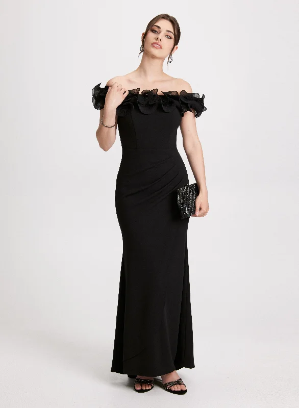 Shop the Hottest Deals!Ruffled Off-the-Shoulder Dress