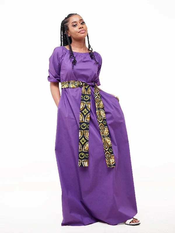 Your Dream Deal is Here!Tawi 3/4 Sleeve Off Shoulder Maxi - Purple