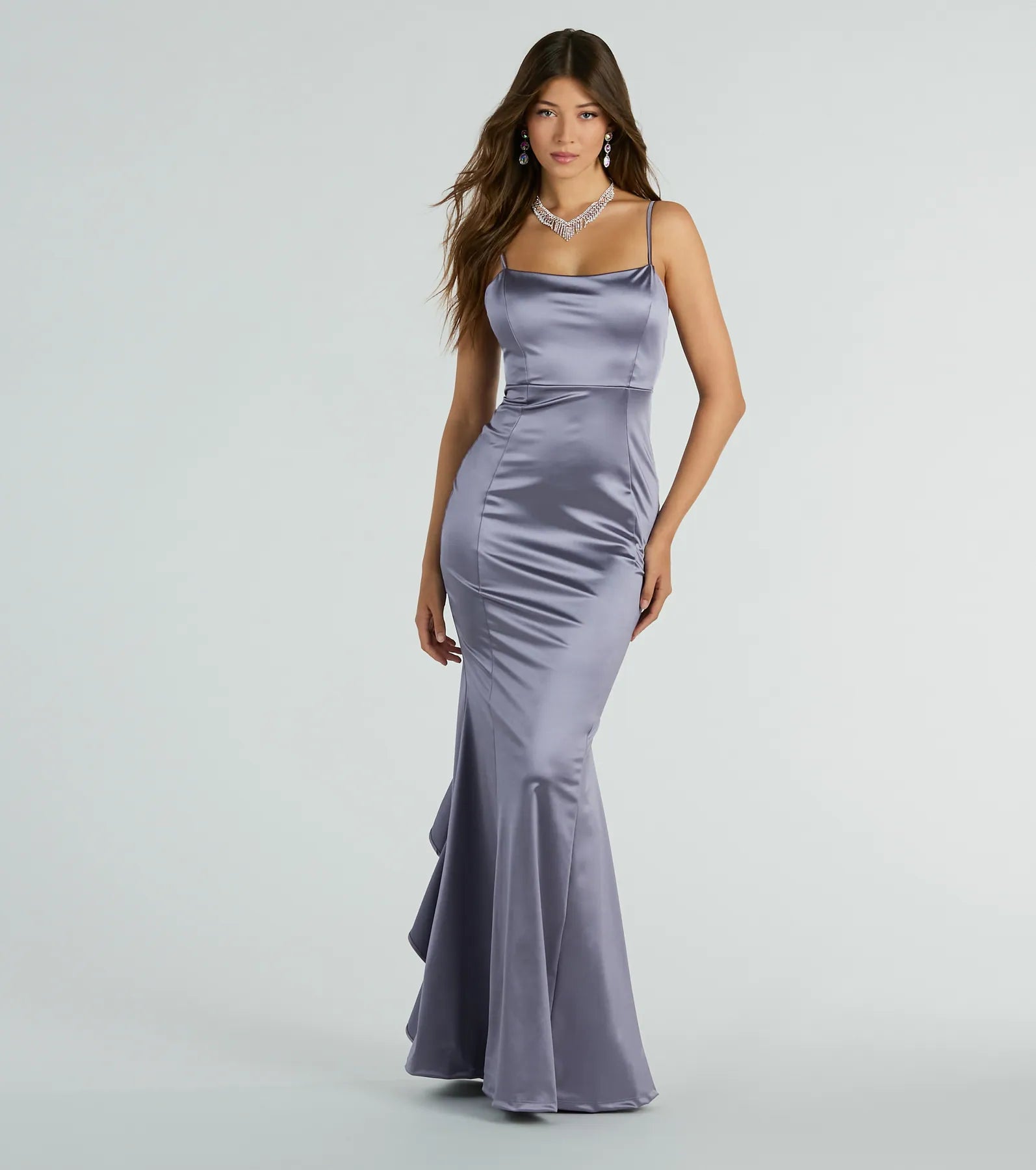 Buy One, Get One Free!Sheryl Ruffled Back Mermaid Satin Formal Dress