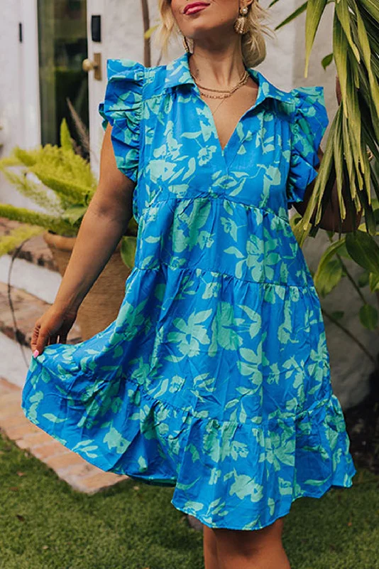 Snag the Best Prices Now!Floral Flutter Sleeve Mini Dress Plus Size