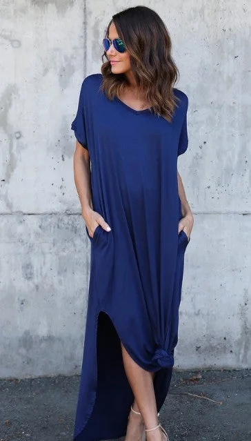 Huge Price Cuts Await!Amy Fashion - Casual Short Sleeve Maxi Long Dress