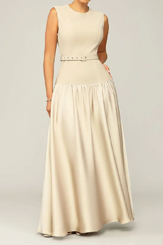 Huge Savings – Act Now!Solid Color Spliced Stunning Sleeveless Maxi Dress